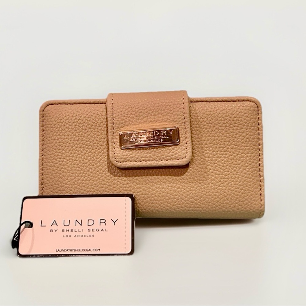 Laundry by Shelli Segal Pebbled Leather Tan Wallet with Gold Accent